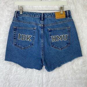 Zara TRF High Waisted Cut Off Shorts 8 Custom Graphic Floral IDK HMU Frayed Boho